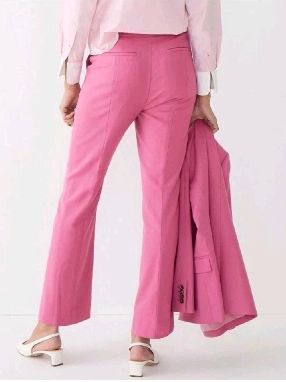 EUC J. Crew Pink Willa Cropped Flare Wool Trousers in Size 12 - Picture 3 of 15